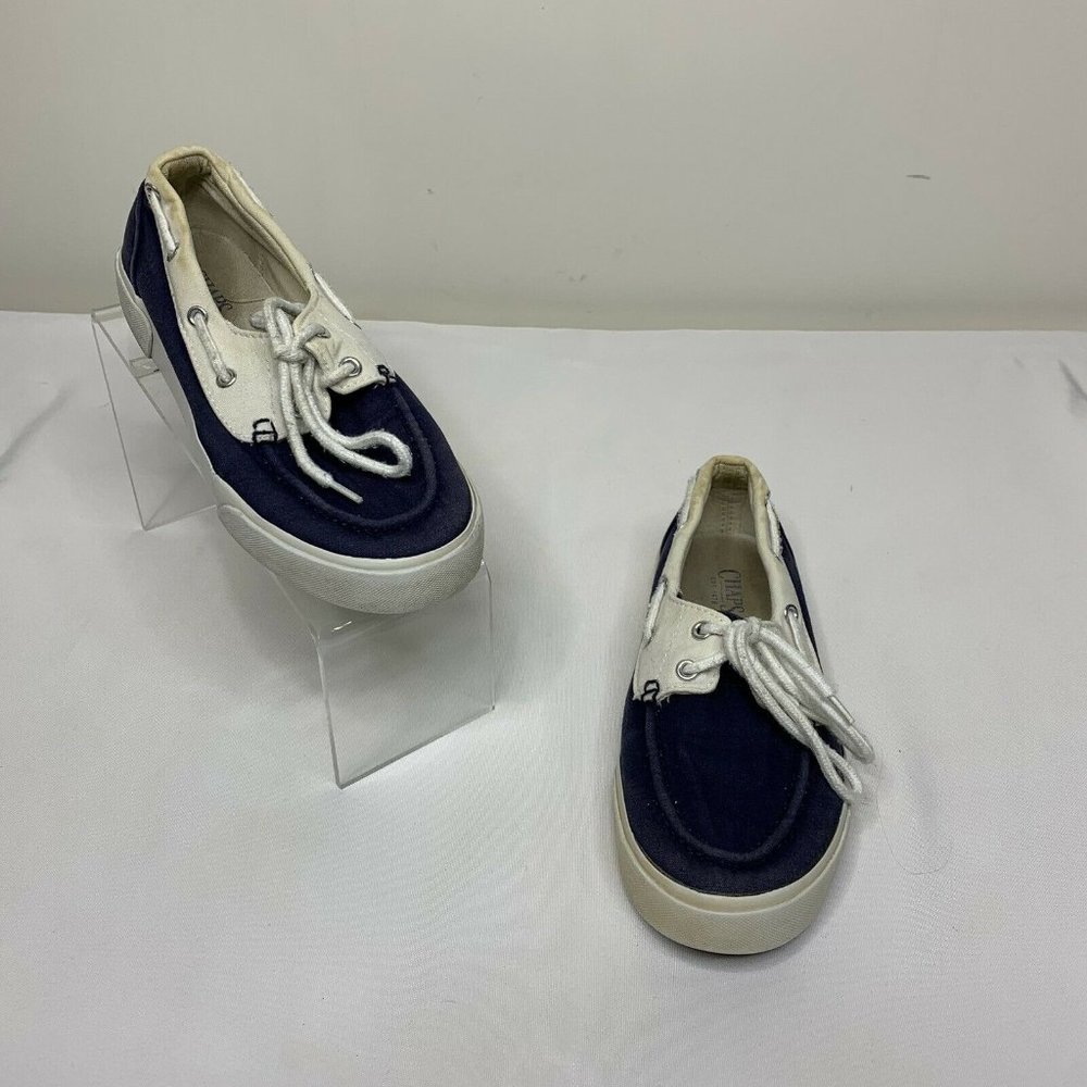 Chaps Womens Size 6B Bristeen Blue/White Canvas Lace Up Boat Shoes